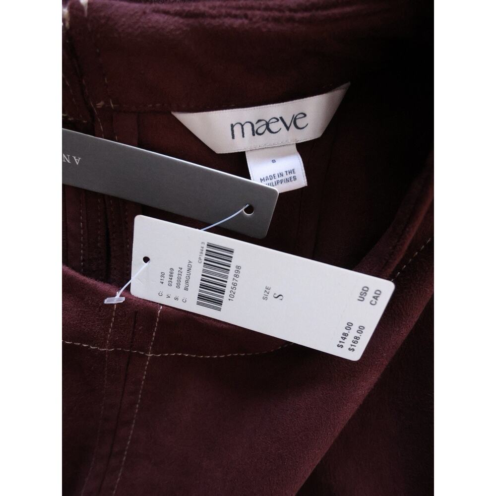 Maeve The Emmy Faux Suede Short Sleeve Mini Swing Dress In Burgundy Size S - Picture 9 of 13